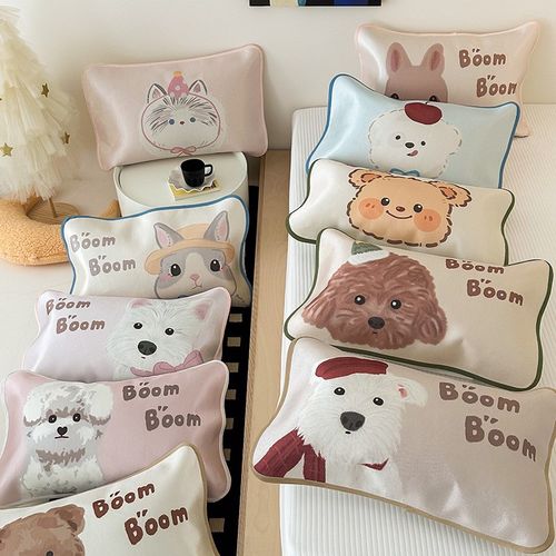 A类冰丝枕套少儿夏季可水洗机洗凉感幼儿园宝宝午睡枕头套30*50cm