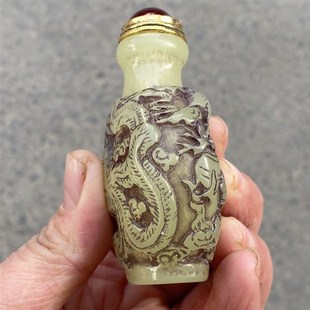 夜光龙凤工艺鼻烟壶手把件鼻烟粉空瓶怀旧装饰鼻烟瓶把玩送礼