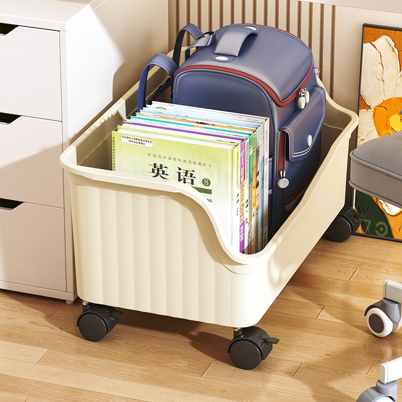 书包置物架可移动式n小推车儿童书本收纳桌下大容量神器大号书架