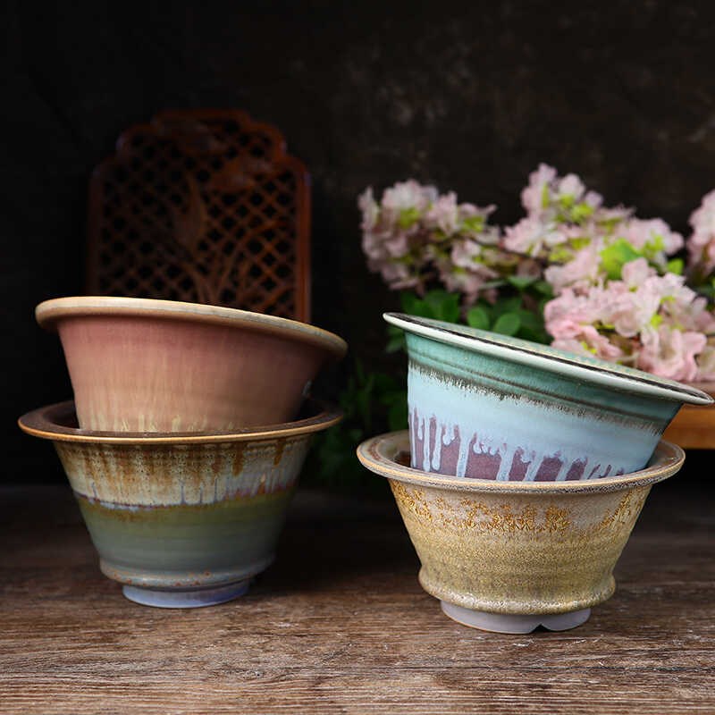 【素瓷上新】陶瓷花盆大口径拼盘多肉绿L植复古细闪国风百搭盏盆