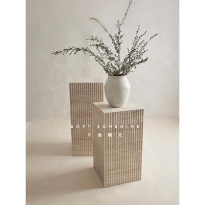 黄洞大理石单面开槽几何体六面体落地雕塑底座摆件墩展示台立柱子