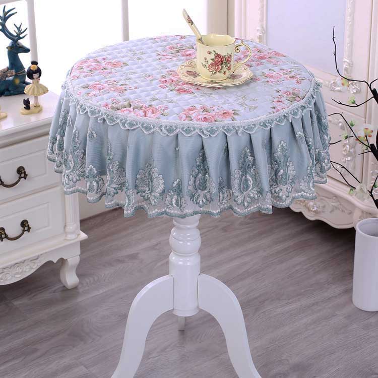 欧式加厚田园布艺圆桌布家用大小圆形餐桌咖Q啡桌办公会议桌盖布