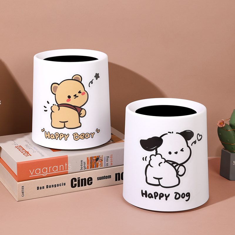 桌面垃圾桶家用办公桌台面书房茶几小桶可爱Q创意带盖桌上垃圾桶