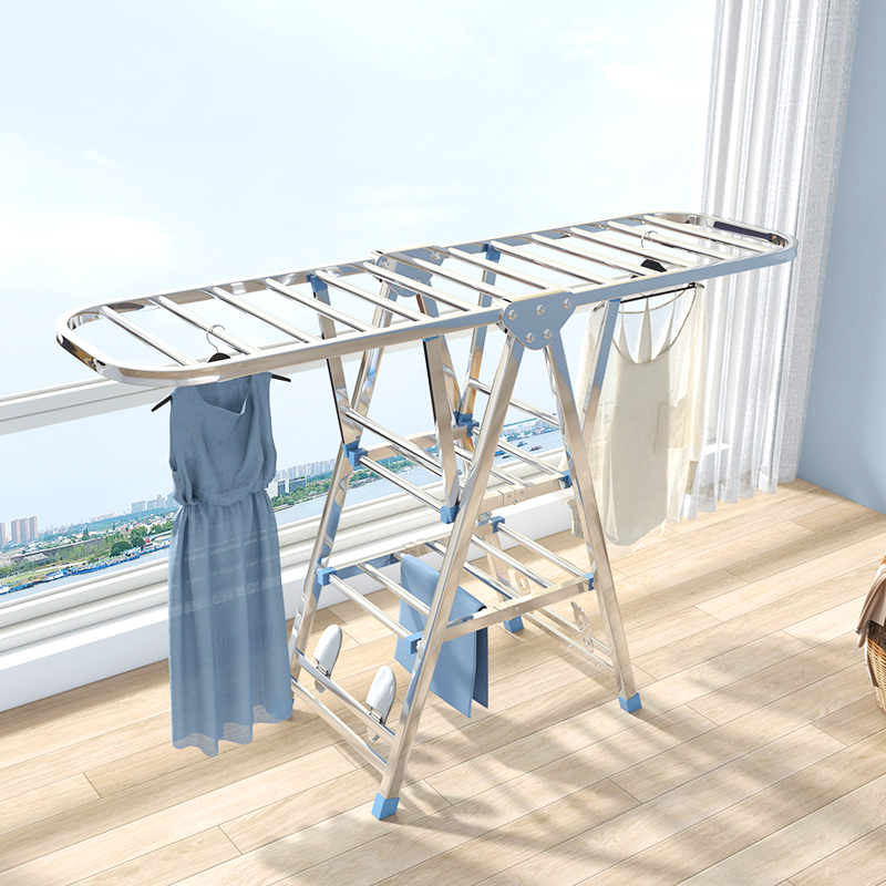 不锈钢折叠晾衣架免安装室内y外阳台凉衣架家用晾衣架晒被子毛巾