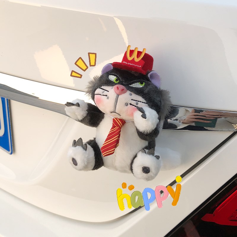 路西法猫车外玩偶车后尾公仔汽A车挂件后备箱装饰车顶车内饰品摆