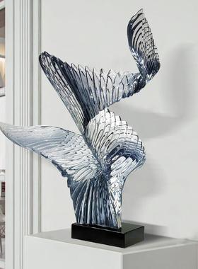 现代轻奢酒店透明树脂摆饰展翅高飞客厅抽象创意软装饰艺术品雕塑