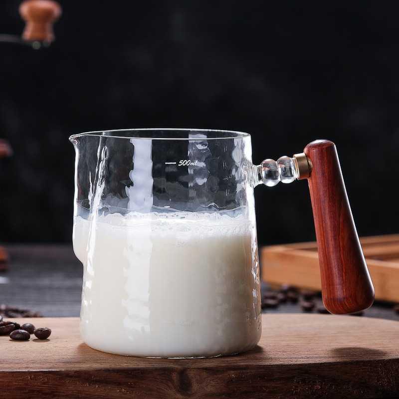 拉花杯 咖啡拉花缸加厚手工锤纹高硼硅玻璃 O咖啡机配套奶泡杯器