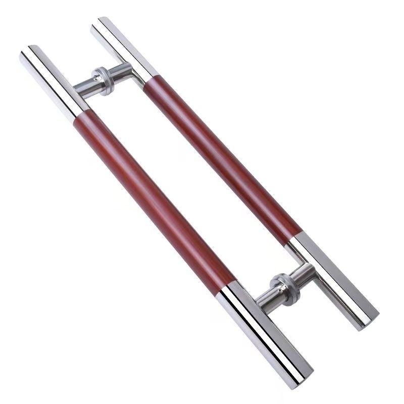 玻璃门拉手中木纹双开门把手大门酒店商铺门把Q手推拉无框玻璃拉