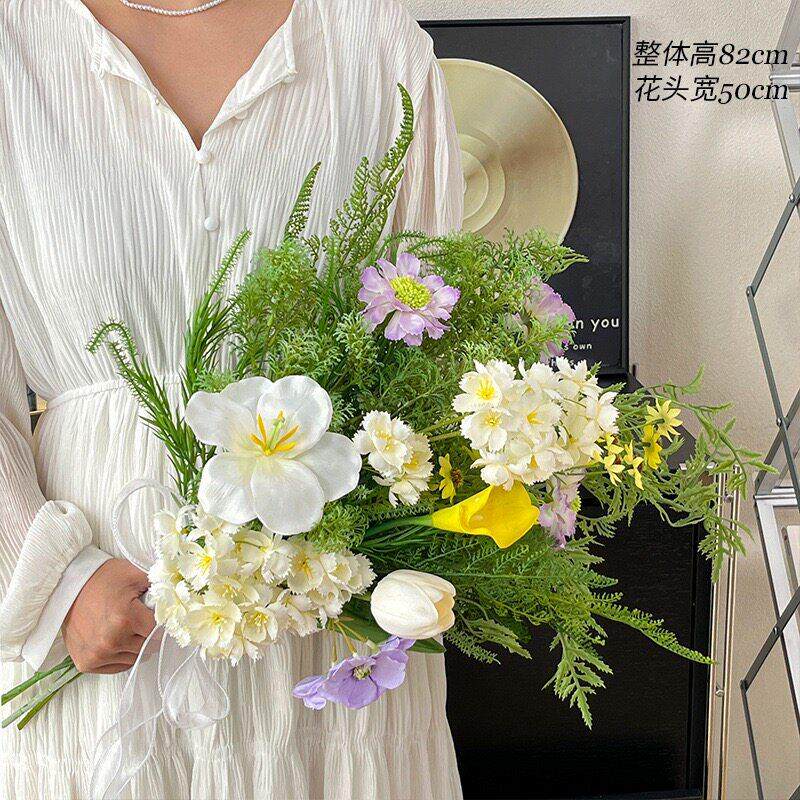 IOTC法式莫奈领证彷真花花束婚礼新娘手捧花拍照摄影道具绢花装饰