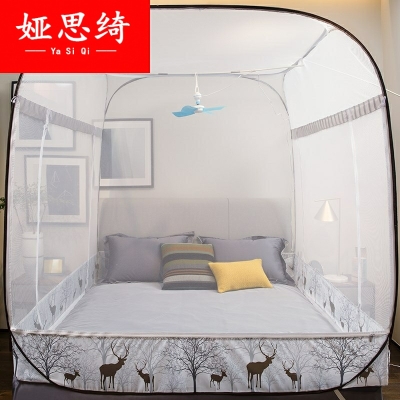 免安装蒙古包蚊帐回形底加大牀头立体内蒙古摺叠R式 普通上下铺牀