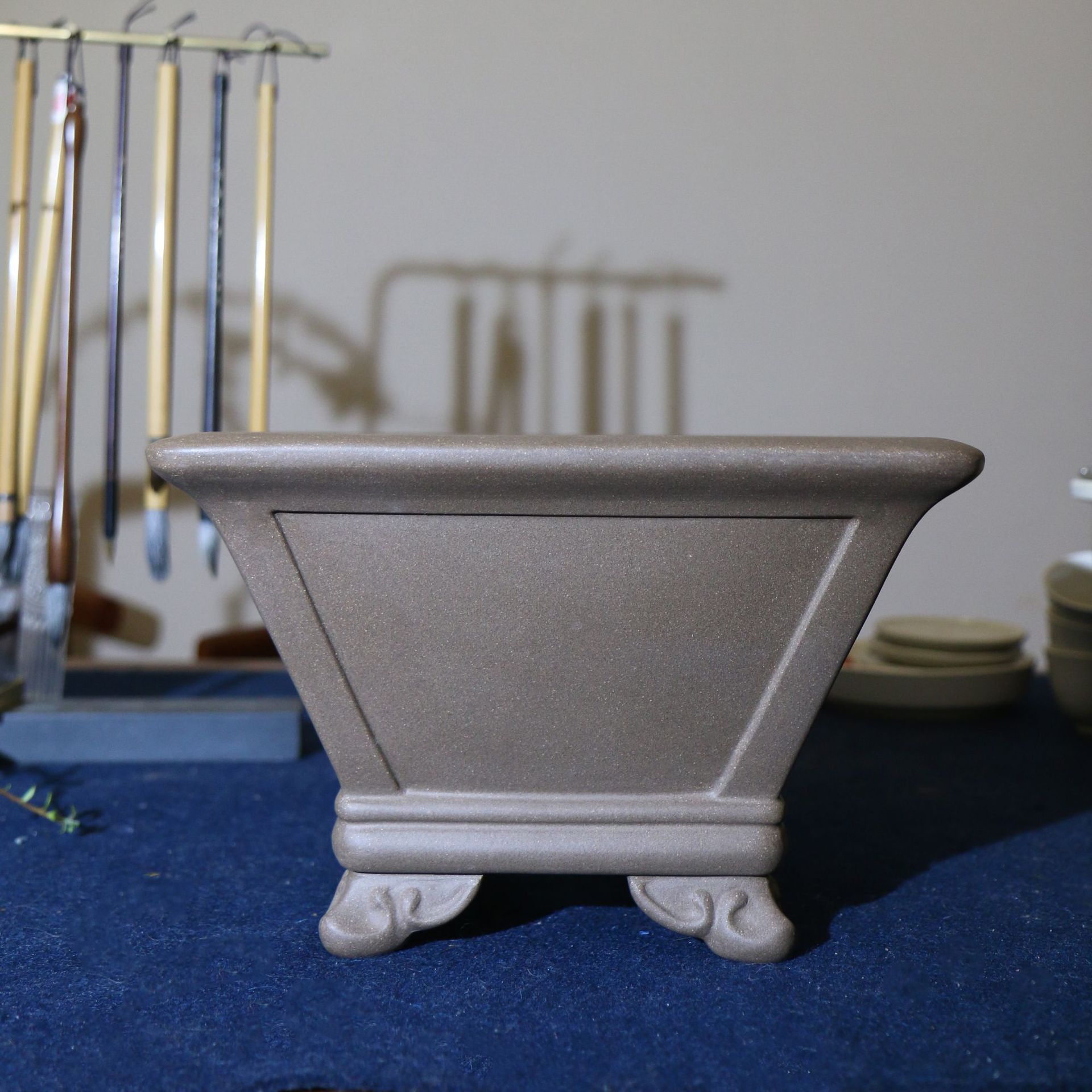 紫砂花盆宜兴四方正方形精品精工手工盆景盆方斗盆王永清名家盆