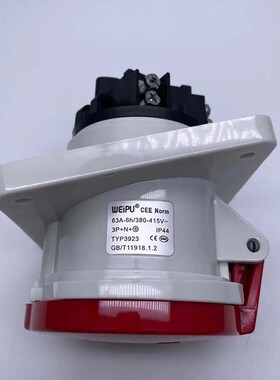 威普3923型工业插头隐藏斜插座连接器63A 5芯Ip44威普