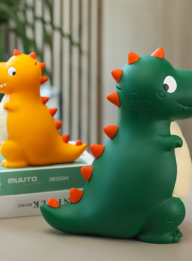 可爱卡通家居摆件小恐龙搪胶储存罐儿童房装饰品卧室桌面小摆设男