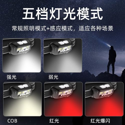 探露感应头灯强光夜钓钓鱼专用充电超亮超长续航头戴式超轻小号型