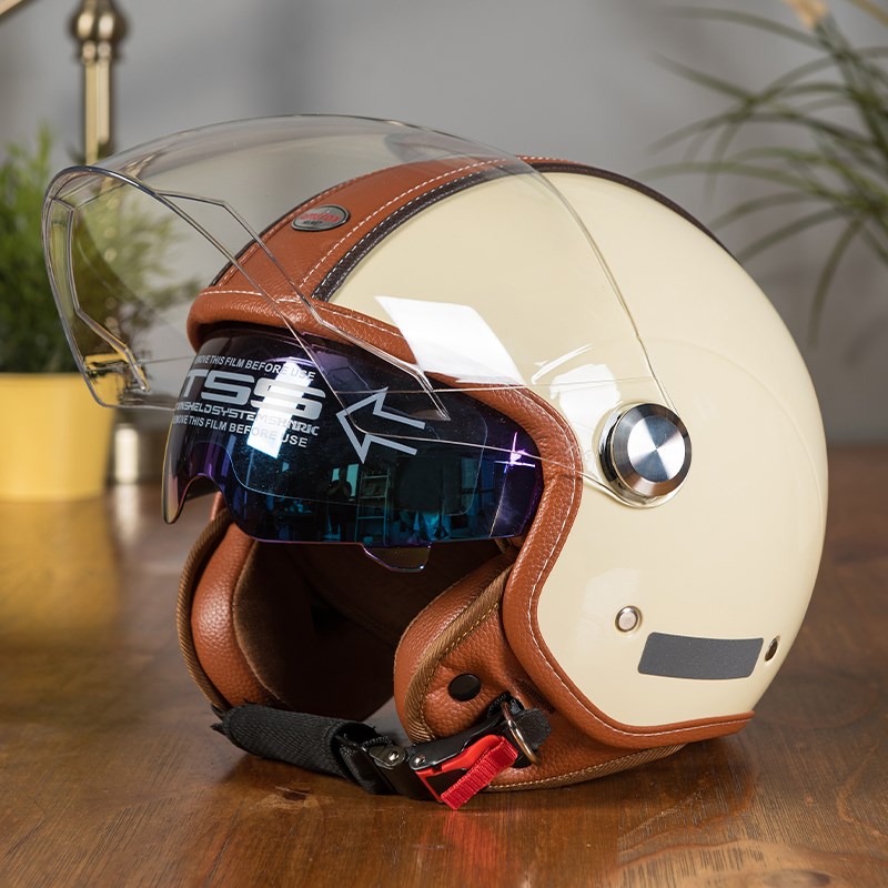 A类新国标3C认证电动摩托车头盔男女通用双镜复古大头围安全头盔