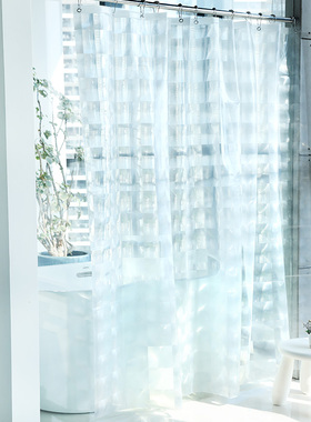 默玛EVA防水防霉加厚送钩免打孔浴室帘隔断帘创意保暖水晶砖浴帘