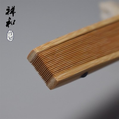 95寸精工老玉竹折扇文玩折扇名家水磨竹文人扇贴梁刮宓刮棱古方头