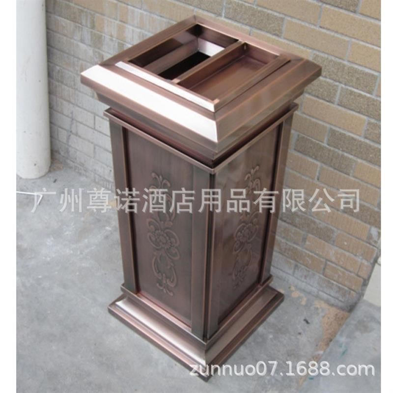 酒店楼道电梯口仿古铜色不锈钢垃圾桶室内烟灰桶会所豪华果皮箱桶