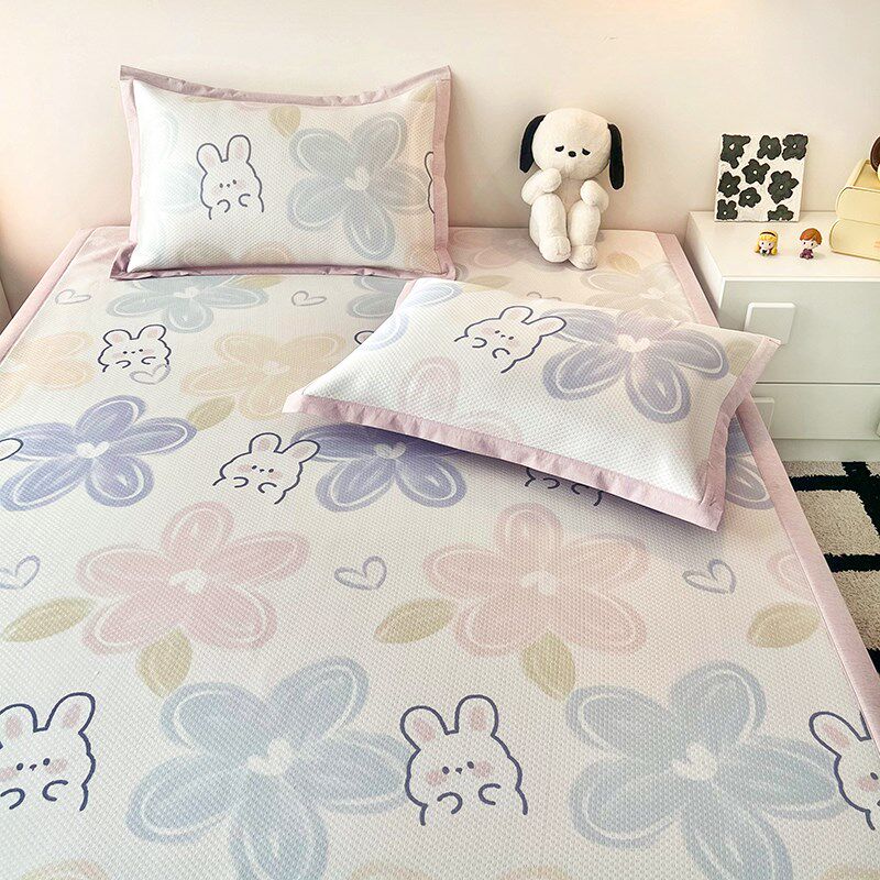 A类抗菌超细纤维凉感冰丝席夏天凉席子三件套宿舍0.9米床1.2m软席