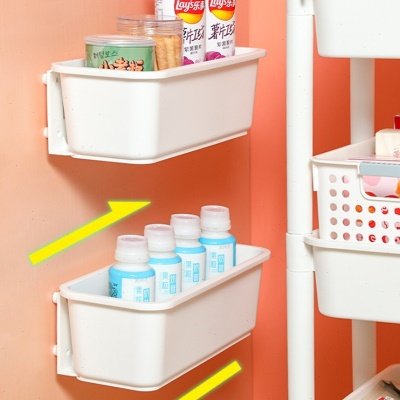日式侧壁滑轨挂篮橱柜/浴室柜内侧面挂壁式收纳筐夹缝挂壁储物盒,收纳整理,壁式收纳盒,淘宝优惠券,粉丝福利购,淘宝优惠卷