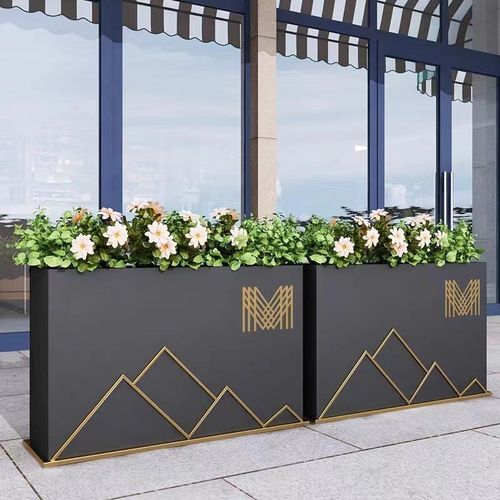 铁艺户外花箱组合餐厅外摆围栏花架子咖啡厅不锈钢花槽花坛组合