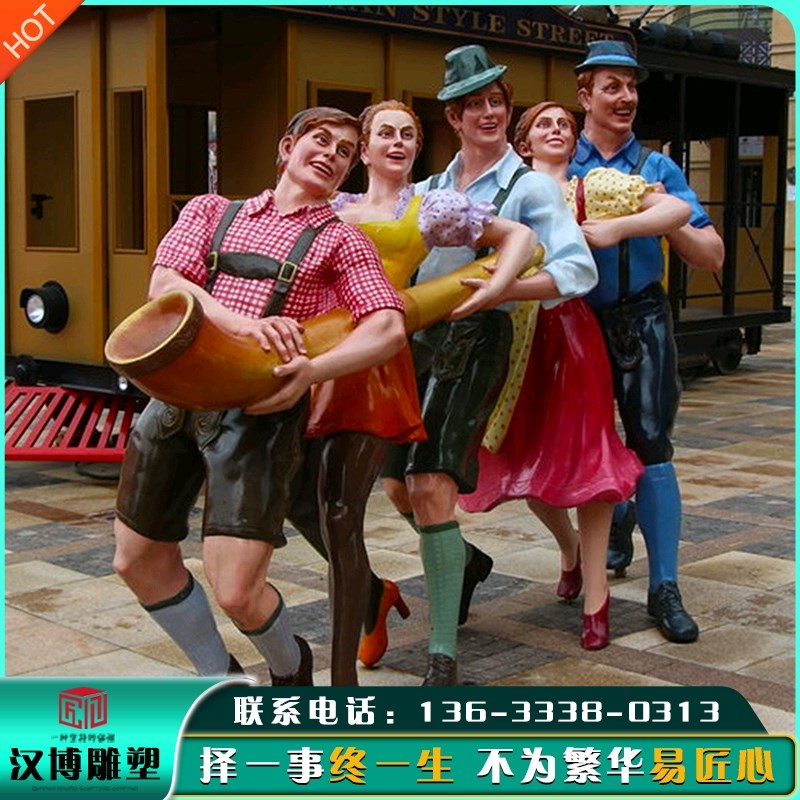 玻璃钢彩绘人物雕塑定制情侣跳舞树脂雕像步行街商业街落地摆件