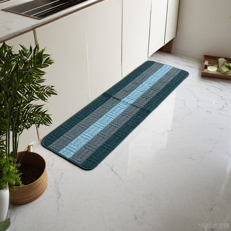 沙菲尔防滑厨房地垫地毯防摔防油方形简约条纹丙纶机织进门入户垫