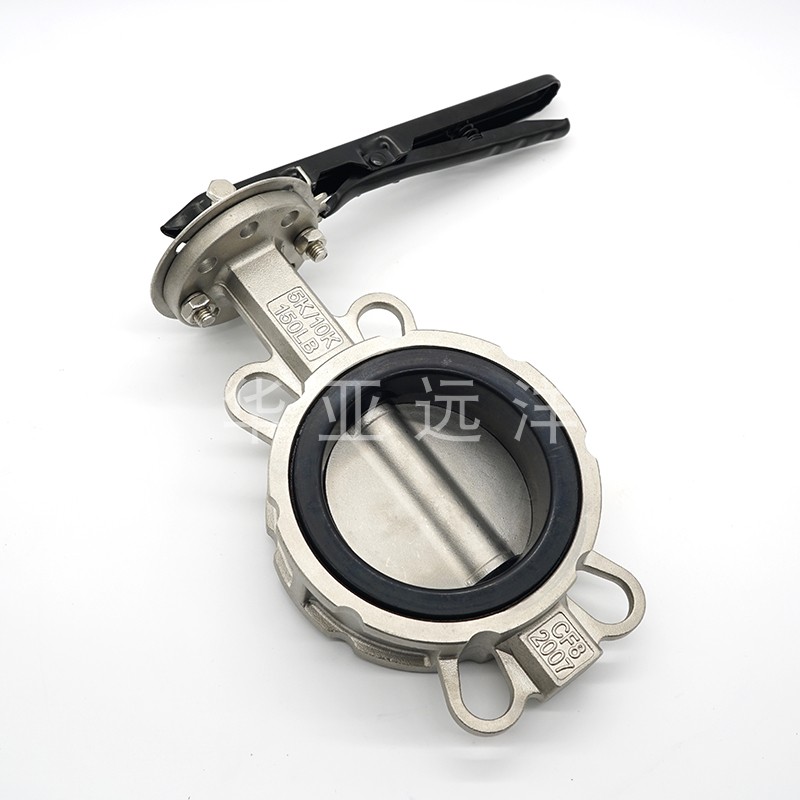 不锈钢3043f16软密封对夹手柄蝶阀D71X-16PR钛板脱硫水工业DN8010