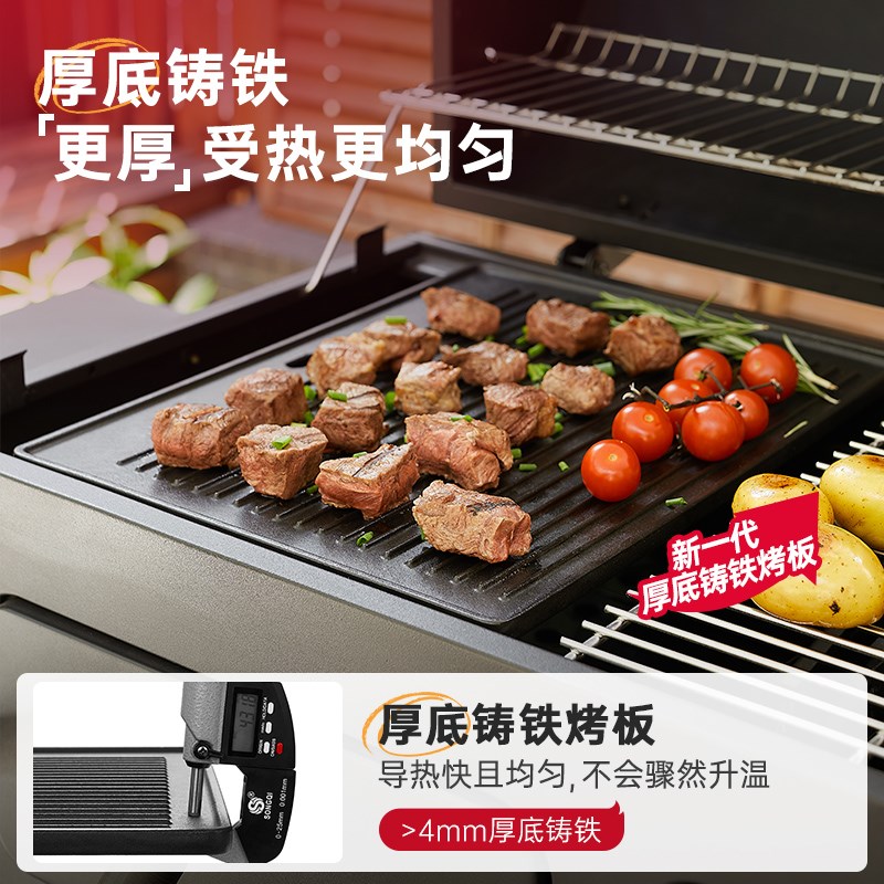 燃客铸铁煎盘烧烤工具双r面可烤不粘受热均匀加厚进口纯铸铁烤盘