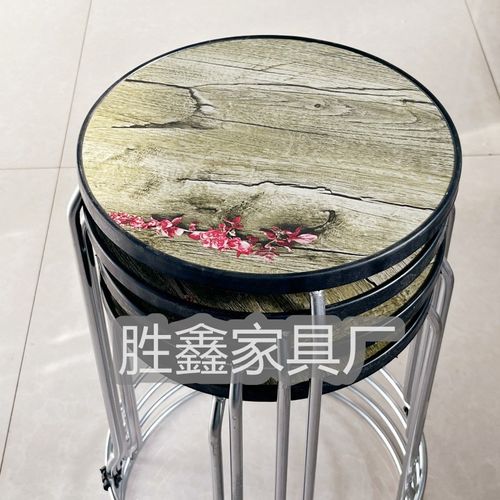 家用圆凳饭店圆凳子可叠放板凳加高凳实心钢筋S套凳铁艺快餐椅子