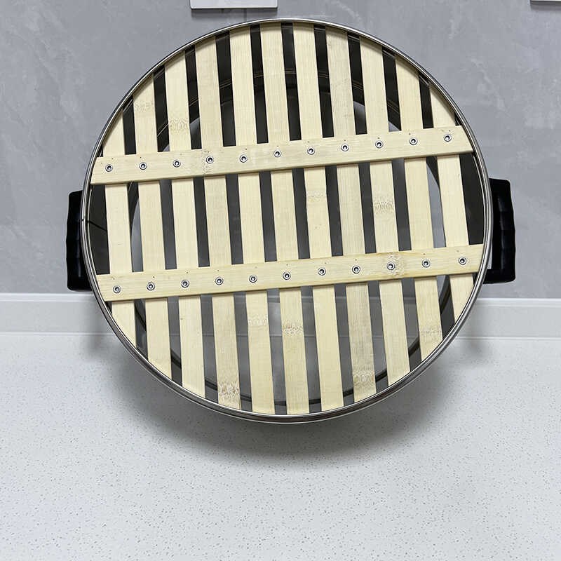 加厚特高14厘米双层加厚不w锈钢竹底蒸笼电锅蒸屉家用蒸格带竹蒸