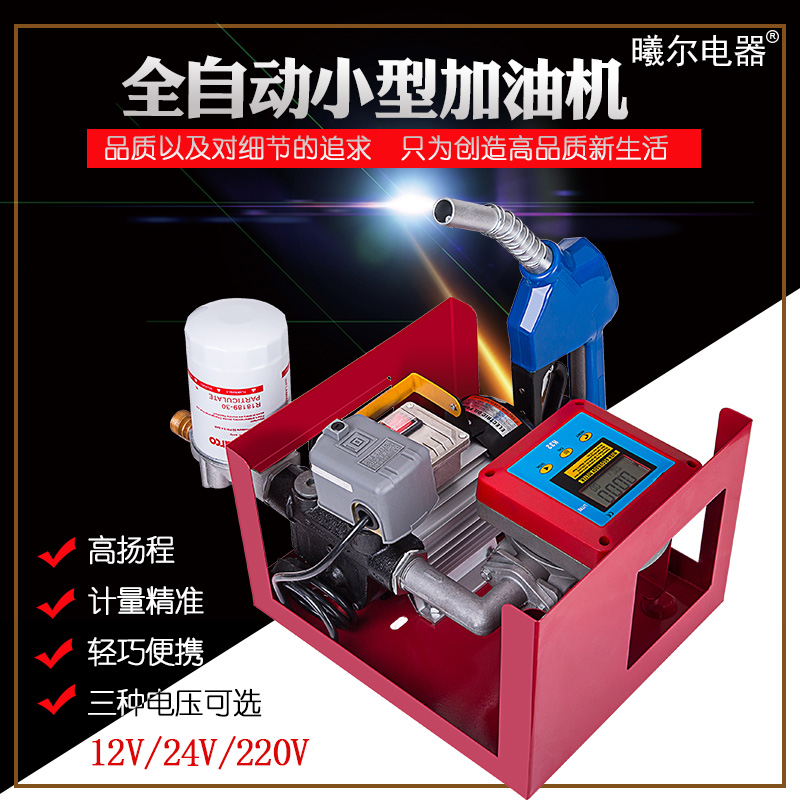 24V/12V/220V柴油泵电动抽油泵计量表加油泵组合全自动小型加油机