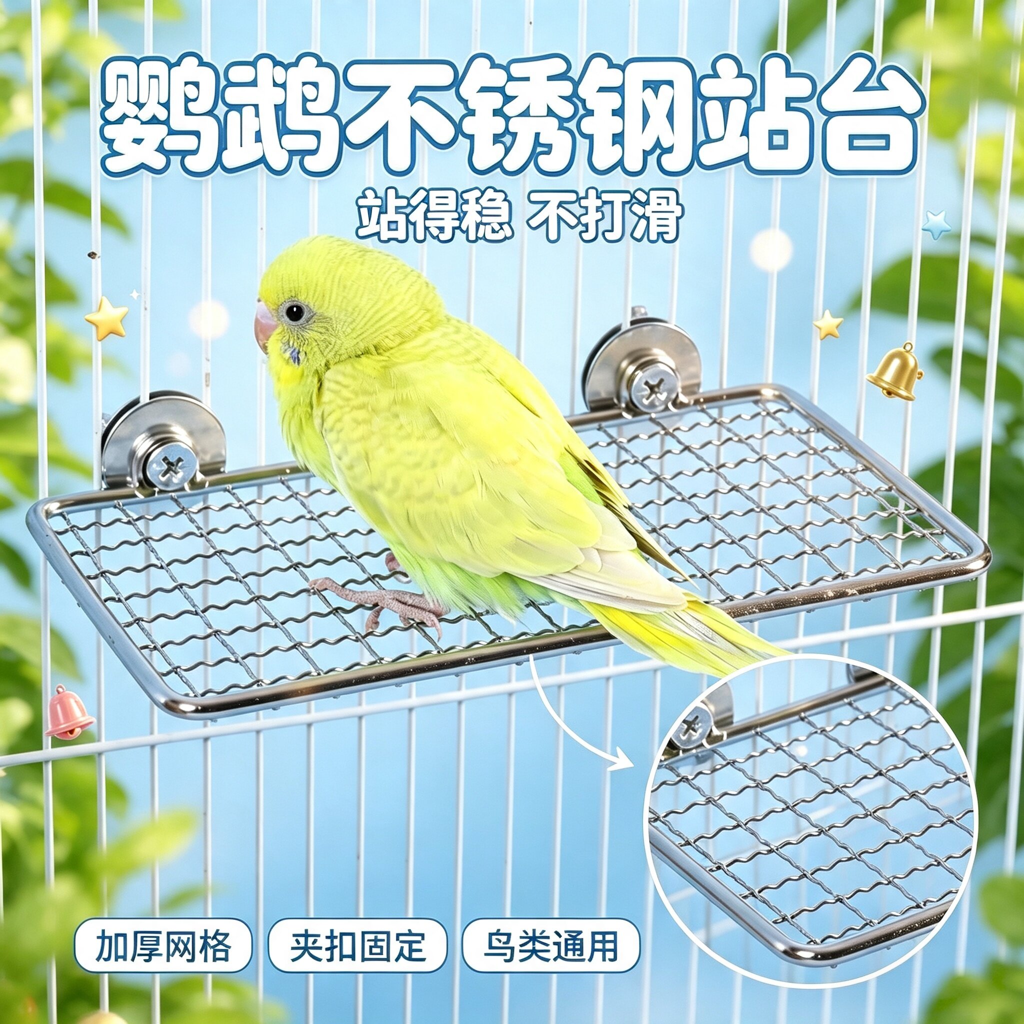 鹦鹉不锈钢鸟笼休息站台网架配件图片