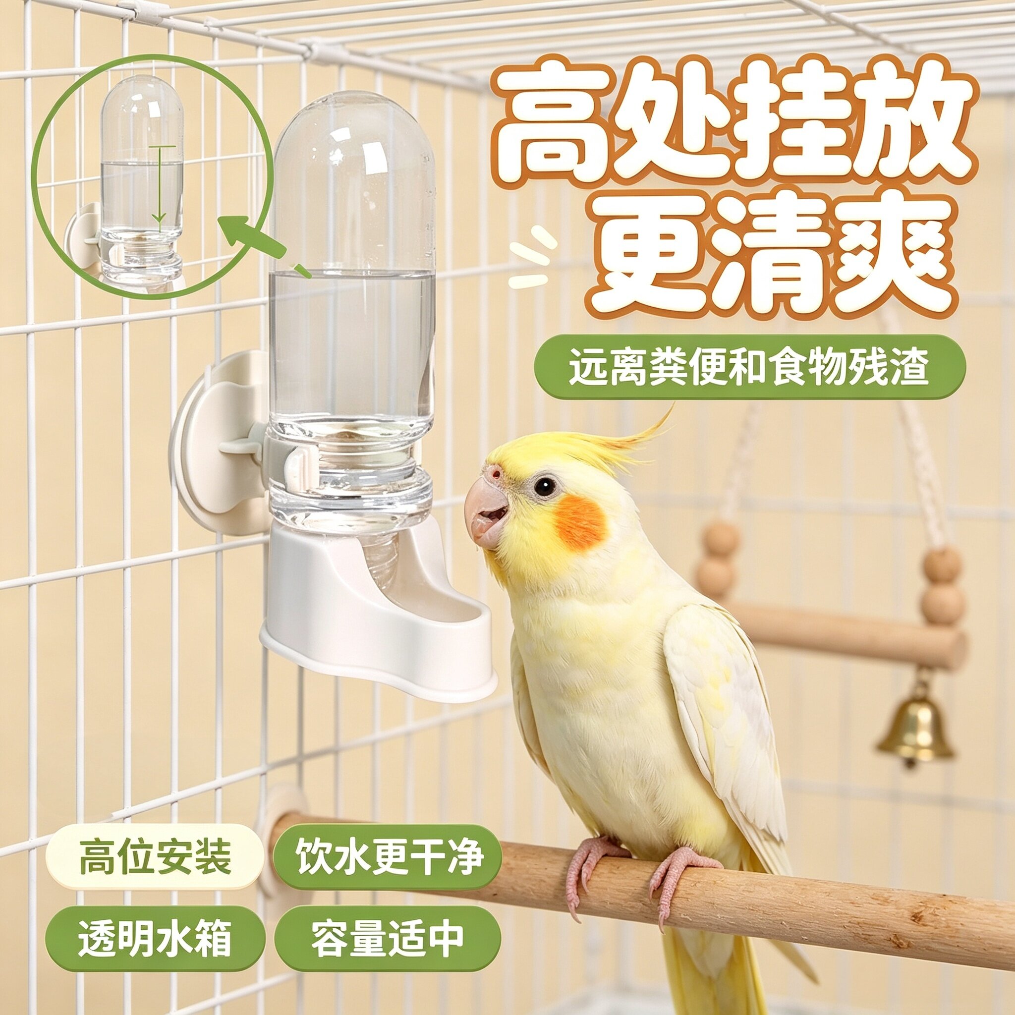 宠帮仕鸟用自动喂食饮水器防撒