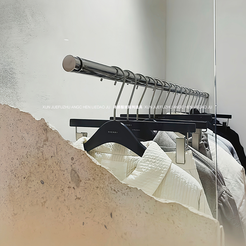 服装店衣架黑白色榉木原木质防滑衣撑女装裤夹架定制