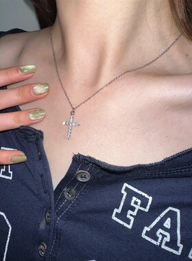 atmshop 万能叠戴神器BM精致闪钻十字架吊坠项链辣妹纯欲锁骨链