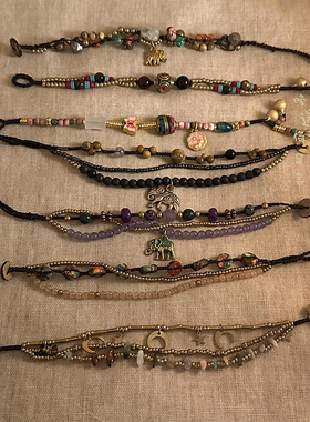 [洛桑]天然石编织绳手链女新中式复古民族风手饰小众高级感手串