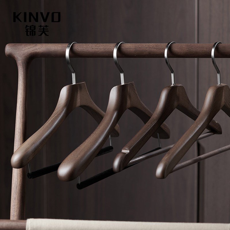 锦芙高端实木衣架高档衣柜衣帽间复古木质衣挂挂西服大衣专用衣撑