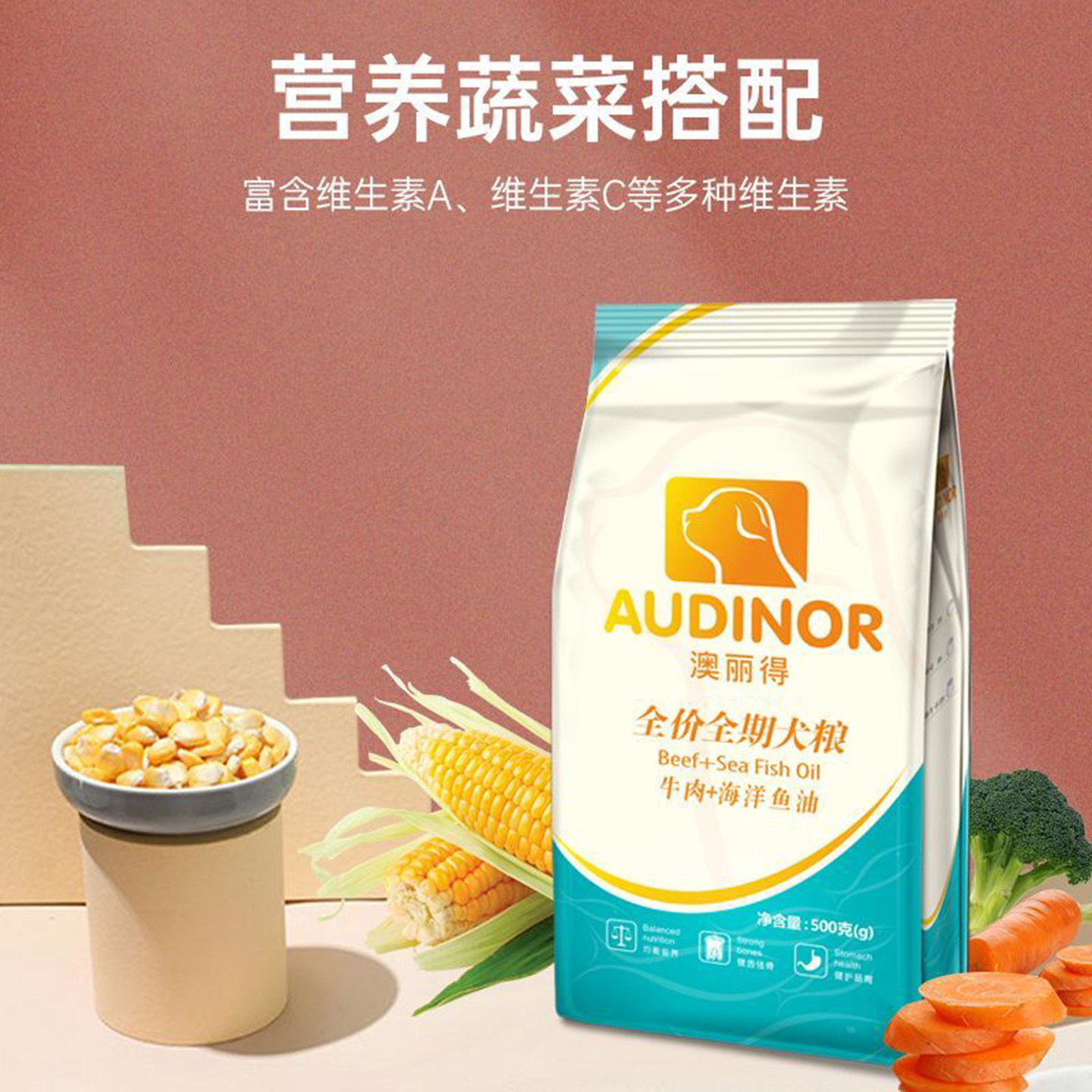 雷米高澳丽得成犬粮泰迪博美比熊金毛大型犬小型犬狗粮通用型500g