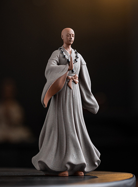 中式禅意小和尚摆件陶瓷人物工艺礼品摆饰佛系家居客厅书房桌.面