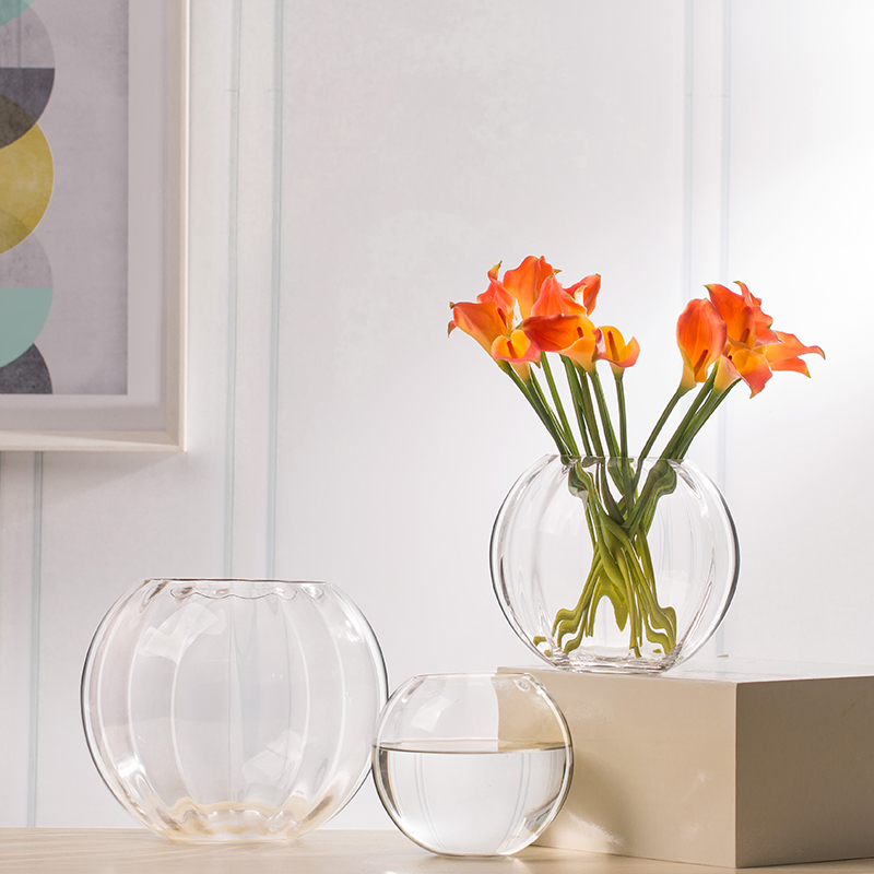 透明圆球玻璃花瓶鱼缸微景观通透水培器H皿客厅家居餐桌样板房摆