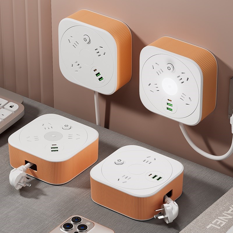 【可收线】插座面板l带线多功能带USB充电插排插板家用插线拖线板