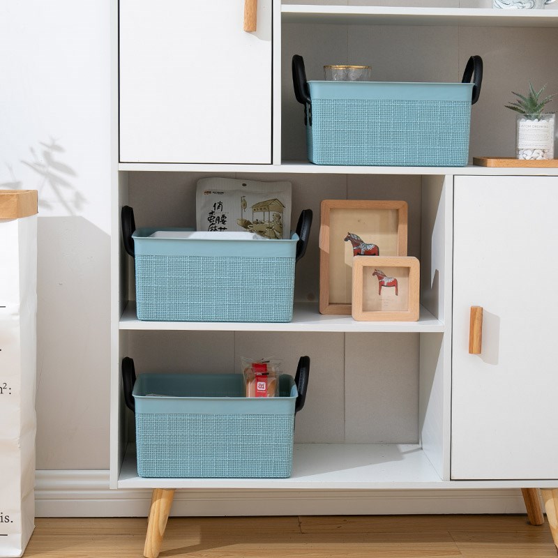 布纹方形手提篮舒适提手磨砂质感多用家居整理收纳篮柔韧材质