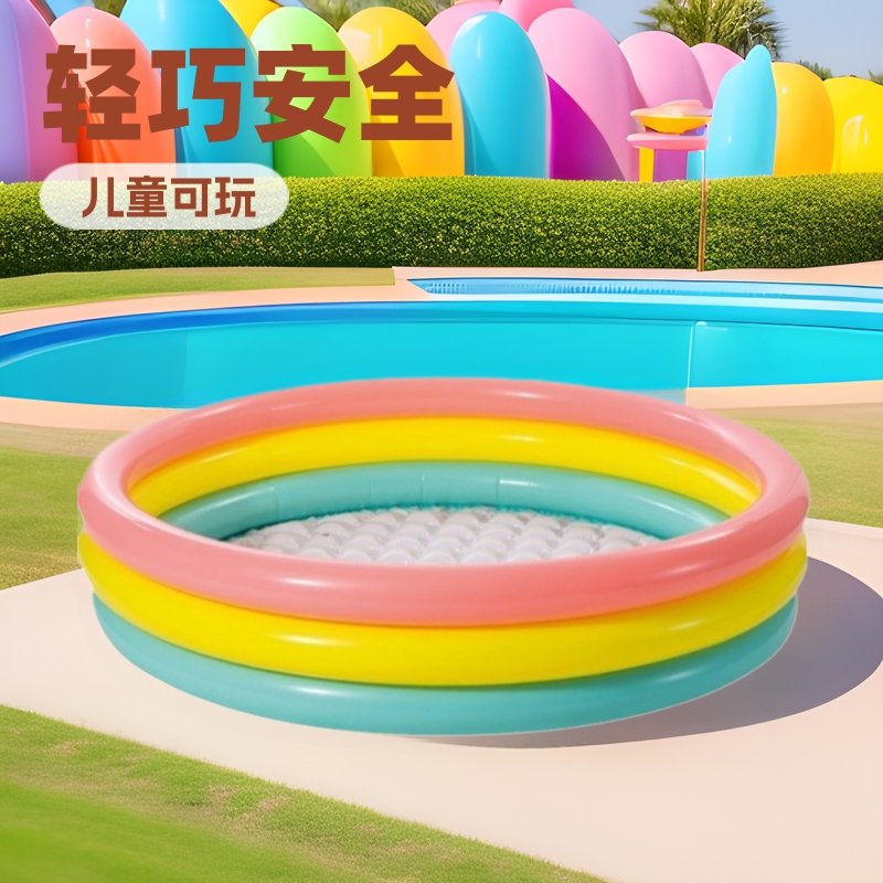 intex 57422荧光三环充气水池宝宝儿童室内海洋球戏水PVC