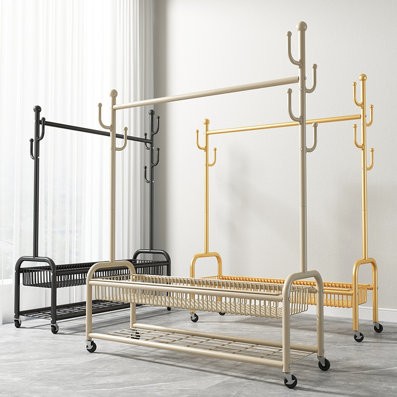 衣架落地卧室e挂衣架可移动带轮家用室内网红轻奢晾衣架简易衣帽