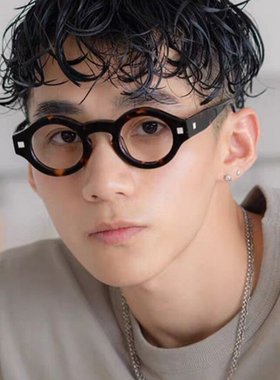 复古玳瑁色小圆框眼镜潮男眼镜2025新款墨镜个性宽边配近视太阳镜