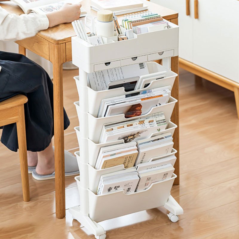 书本收纳架教室课桌收纳神器学生书架书桌边置物架可移动书架带轮