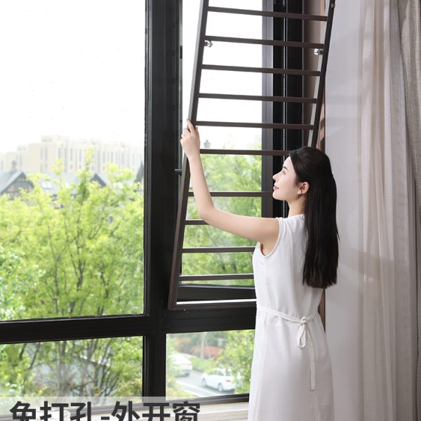 防盗窗防掉网家用自装隐形高层免打孔内外开儿童安全飘窗户防护栏