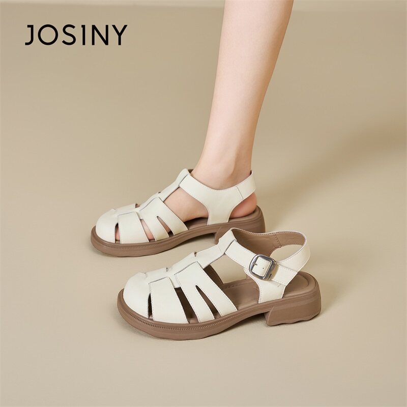 卓诗尼厚底罗马凉鞋女款2026夏季沙滩凉鞋新款复古休闲鞋镂空包头