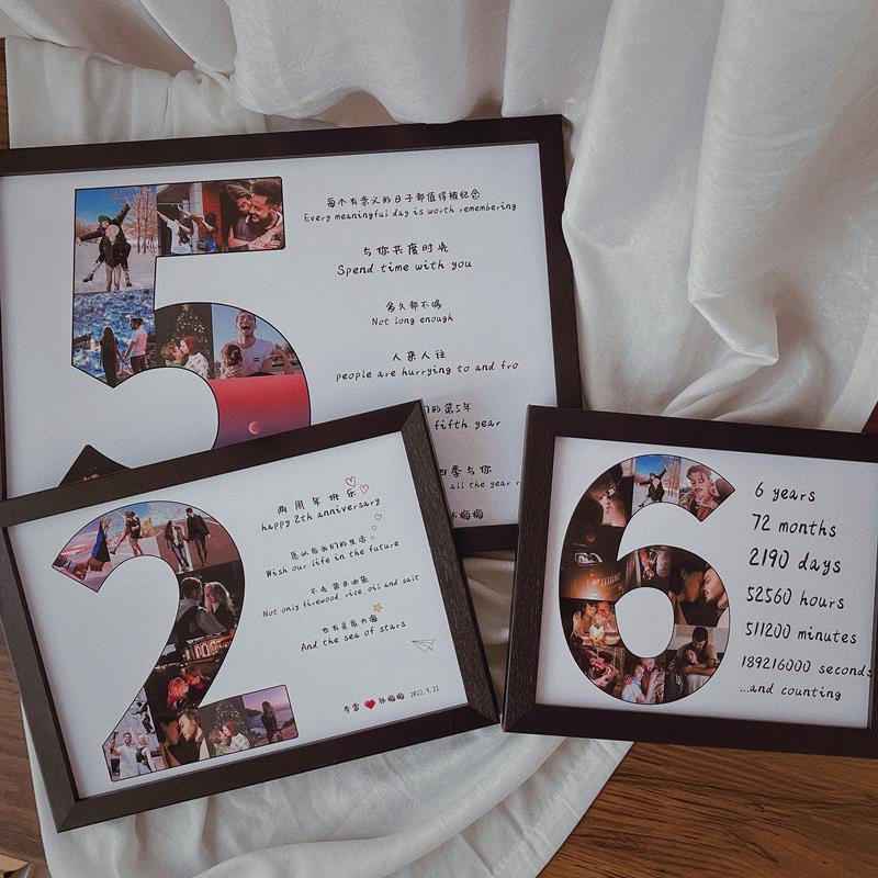 结婚周年数字拼图相框1摆台公司庆情侣相簿照片定制diy纪念日礼物